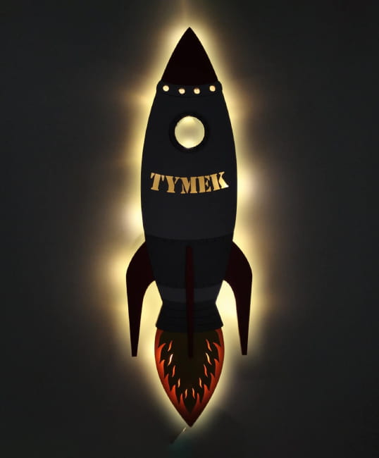 Ręcznie malowana lampka nocna Rakieta Kosmiczna.jpg