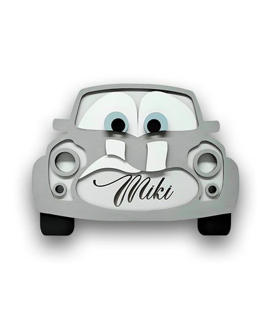 Ręcznie malowana lampka nocna Auto ciemny szary.jpg