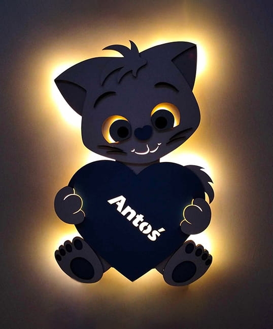 Ręcznie malowana lampka nocna Kotek oświetlenie.jpg