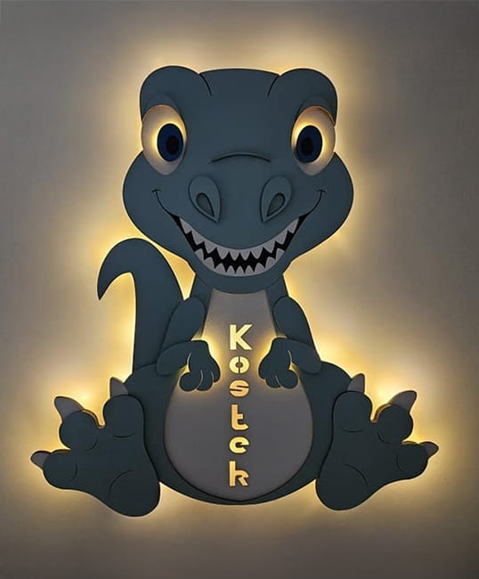 Ręcznie malowana lampka nocna dinozaur